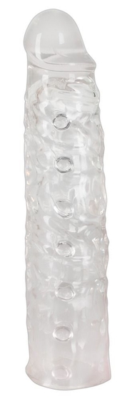 Прозрачная насадка-удлинитель с выпуклостями - 22 см. - фото, цены