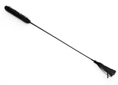 Чёрный стек с кисточками на конце и ручкой-фаллосом - 62 см. - фото, цены