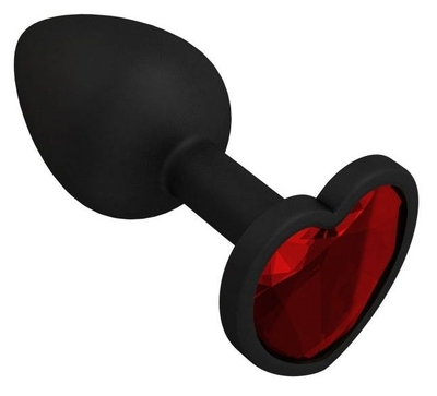Черная силиконовая пробка с красным кристаллом - 7,3 см. - фото, цены