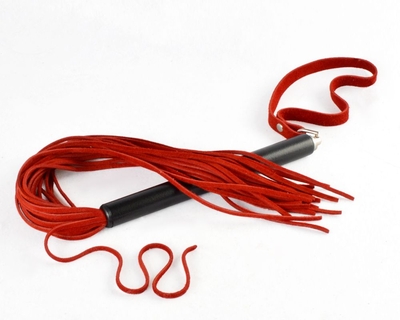 Красная велюровая плеть Mix с черной рукоятью - 47 см. - фото, цены