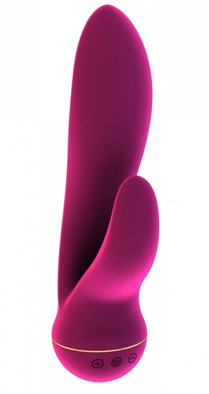 Розовый вибратор Nim с клиторальным отростком - 18,8 см. - фото, цены