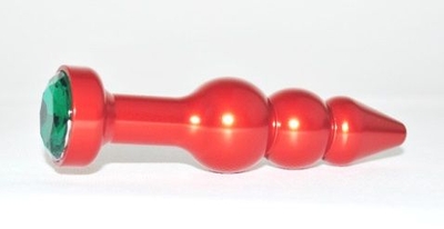Красная анальная ёлочка с зеленым кристаллом - 11,2 см. - фото, цены