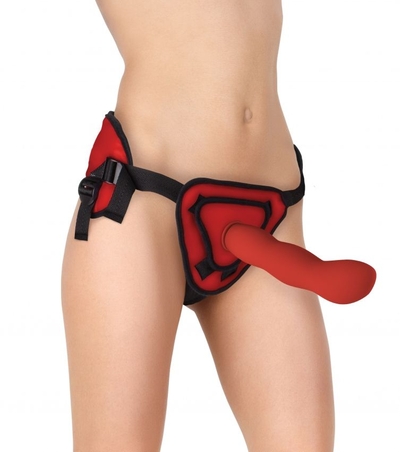Красный страпон Deluxe Silicone Strap On 10 Inch с волнистой насадкой - 25,5 см. - фото, цены