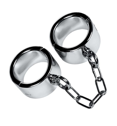 Серебристые широкие наручники Metal - фото, цены