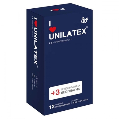 Ультрапрочные презервативы Unilatex Extra Strong - 12 шт. + 3 шт. в подарок - фото, цены