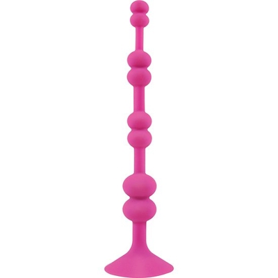 Розовая анальная цепочка с присоской Perles Daspire - 22 см. - фото, цены