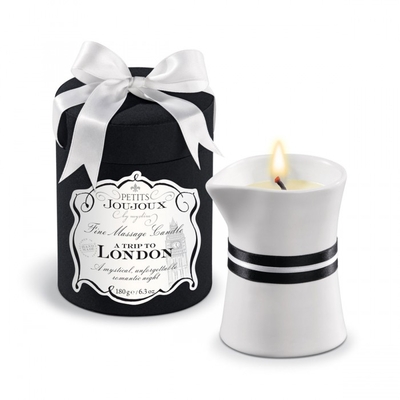 Массажное масло в виде большой свечи Petits Joujoux London с ароматом ревеня, амбры и чёрной смородины - фото, цены