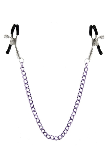 Зажимы для сосков с фиолетовой цепочкой Sweet Caress Nipple Chain - фото, цены