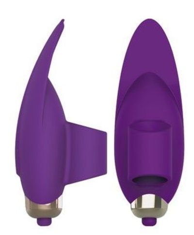 Фиолетовый вибростимулятор с петелькой под палец - 8 см. - фото, цены