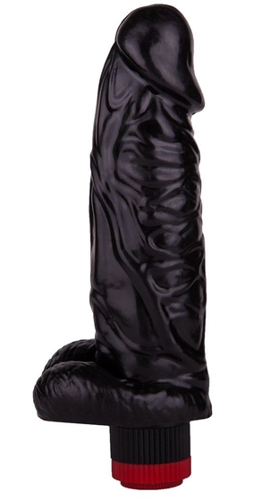 Большой чёрный вибромассажёр в форме фаллоса - 20,5 см. - фото, цены