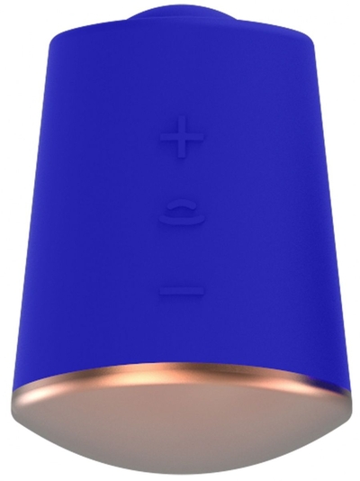 Синий клиторальный стимулятор Dazzling с вибрацией и ротацией - 6,7 см. - фото, цены