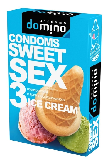 Презервативы для орального секса Domino Sweet Sex с ароматом мороженого - 3 шт. - фото, цены