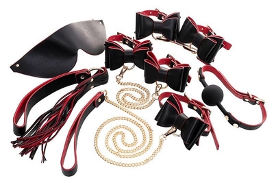 Черно-красный бондажный набор Bow-tie - фото, цены