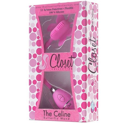 Розовый вибростимулятор-бабочка на ручке The Celine Butterfly - фото, цены