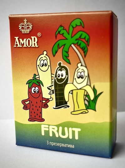 Ароматизированные презервативы Amor Fruit Яркая линия - 3 шт. - фото, цены
