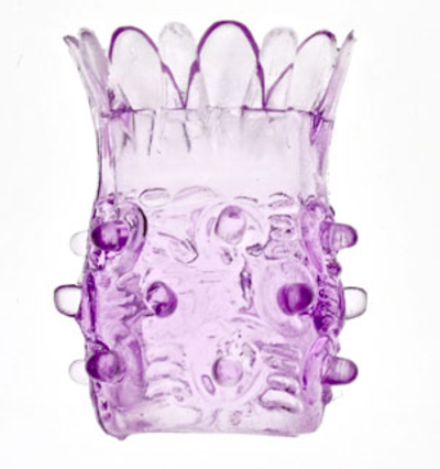 Фиолетовая насадка на фаллос с шипами в виде ананаса - фото, цены