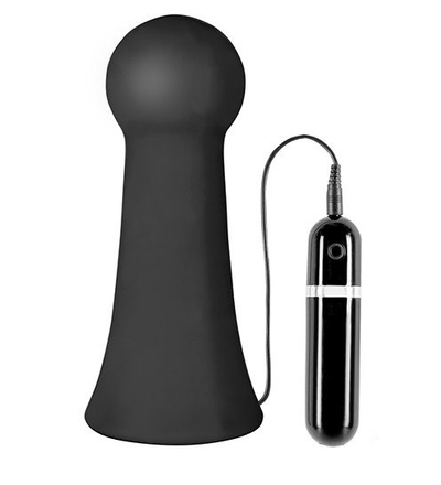 Большая чёрная вибропробка Menzstuff Vibrating Buttcrasher Bulbous - 20 см. - фото, цены