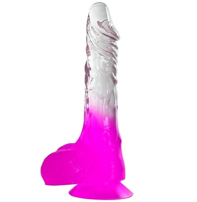 Фиолетовый фаллоимитатор с прозрачным стволом и присоской - 17,8 см. - фото, цены