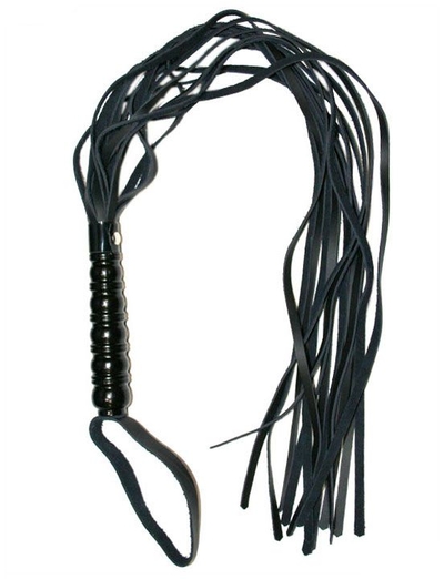 Черная многохвостовая плеть с ручкой - 82 см. - фото, цены