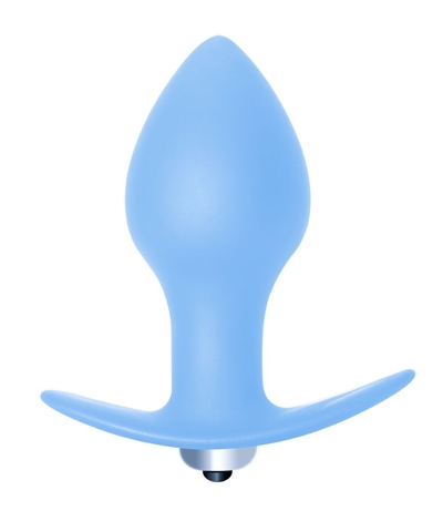 Голубая анальная вибропробка Bulb Anal Plug - 10 см. - фото, цены