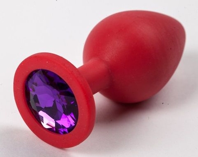 Красная силиконовая пробка с фиолетовым кристаллом - 9,5 см. - фото, цены