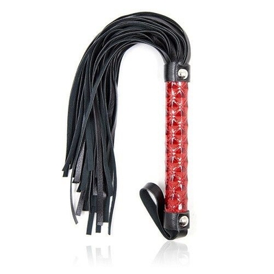Многохвостовая черная плеть с красной ручкой - 40 см. - фото, цены