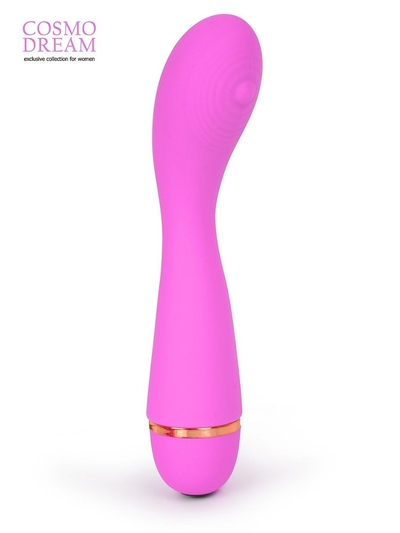 Розовый вибратор с ребрышкам на головке для G-стимуляции - 14 см. - фото, цены