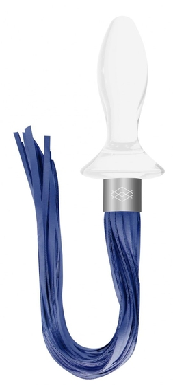 Белая анальная пробка Tail с синими хвостами - фото, цены