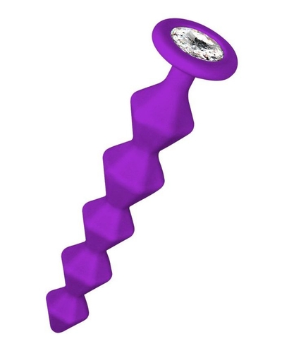 Фиолетовая анальная цепочка с кристаллом Chummy - 16 см. - фото, цены