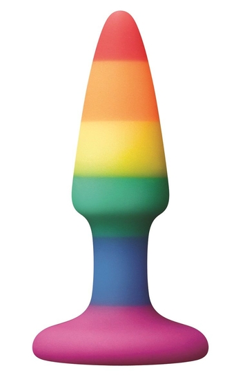 Разноцветная мини-пробка Colours Pride Edition Pleasure Plug Mini - 8,9 см. - фото, цены