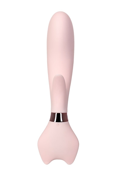 Нежно-розовый вибратор с клиторальным стимулятором Sinjoys Cat Vivi - 21,7 см. - фото, цены