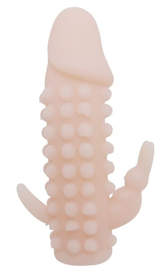 Телесная насадка на пенис со стимулятором клитора - 12,2 см. - фото, цены