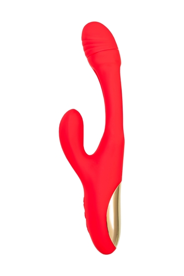 Красный вибратор-кролик с двигающимся язычком Patti - 24 см. - фото, цены