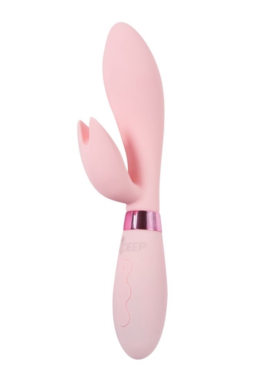 Нежно-розовый вибратор-кролик с независимыми моторчиками Indeep Malena - 21,5 см. - фото, цены