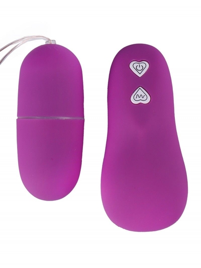 Фиолетовое гладкое виброяйцо с пультом ду - фото, цены