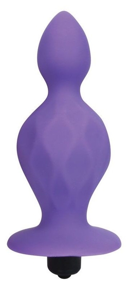 Фиолетовая коническая анальная вибровтулка - 10 см. - фото, цены