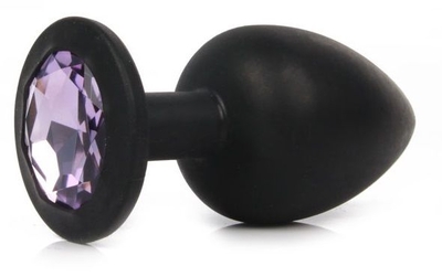 Чёрная силиконовая пробка с сиреневым кристаллом размера S - 6,8 см. - фото, цены