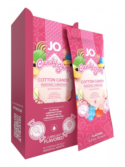 Смазка на водной основе Candy Shop Cotton Candy с ароматом сладкой ваты - 12 саше по 10 мл. - фото, цены