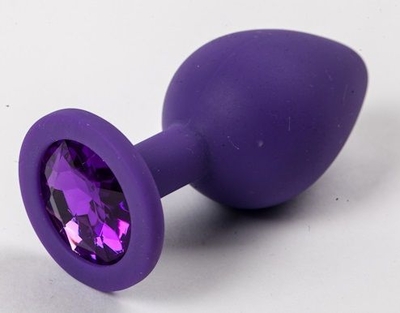 Большая фиолетовая силиконовая пробка с фиолетовым кристаллом - 9,5 см. - фото, цены
