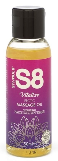 Массажное масло S8 Massage Oil Vitalize с ароматом лайма и имбиря - 50 мл. - фото, цены