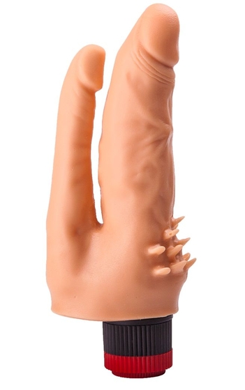 Анально-вагинальный вибромассажёр с шипами для массажа клитора - 17 см. - фото, цены