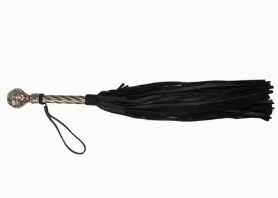 Черная плеть-флогер с витой ручкой в виде шара - 60 см. - фото, цены