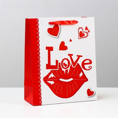 Бумажный пакет «Любовь» - 26 х 32 см. - фото, цены