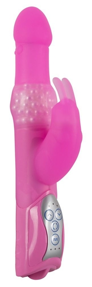 Розовый вибромассажёр с клиторальным отростком Rabbit Pearl - 26,5 см. - фото, цены