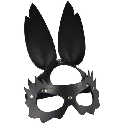 Черная кожаная маска Зайка с длинными ушками - фото, цены