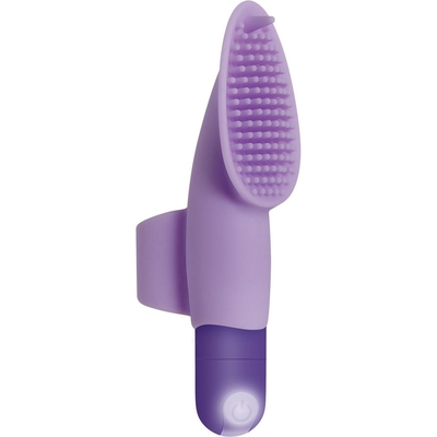 Фиолетовая вибропуля с силиконовой щеточкой для клиторальной стимуляции Fingerific - фото, цены