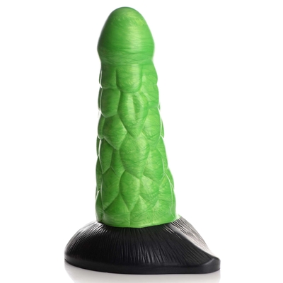 Зеленый фантазийный фаллоимитатор Reptile Thick Scaly Silicone Dildo - 19,1 см. - фото, цены