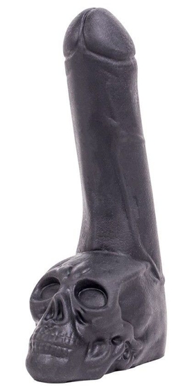 Черный фаллоимитатор-гигант с черепом Cock with Skull - 28 см. - фото, цены
