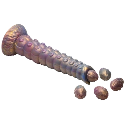 Фантазийный фаллоимитатор Deep Invader Tentacle Ovipositor Silicone Dildo with Eggs - 22,9 см. - фото, цены