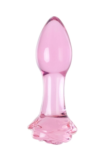 Розовая анальная втулка из стекла - 12,6 см. - фото, цены